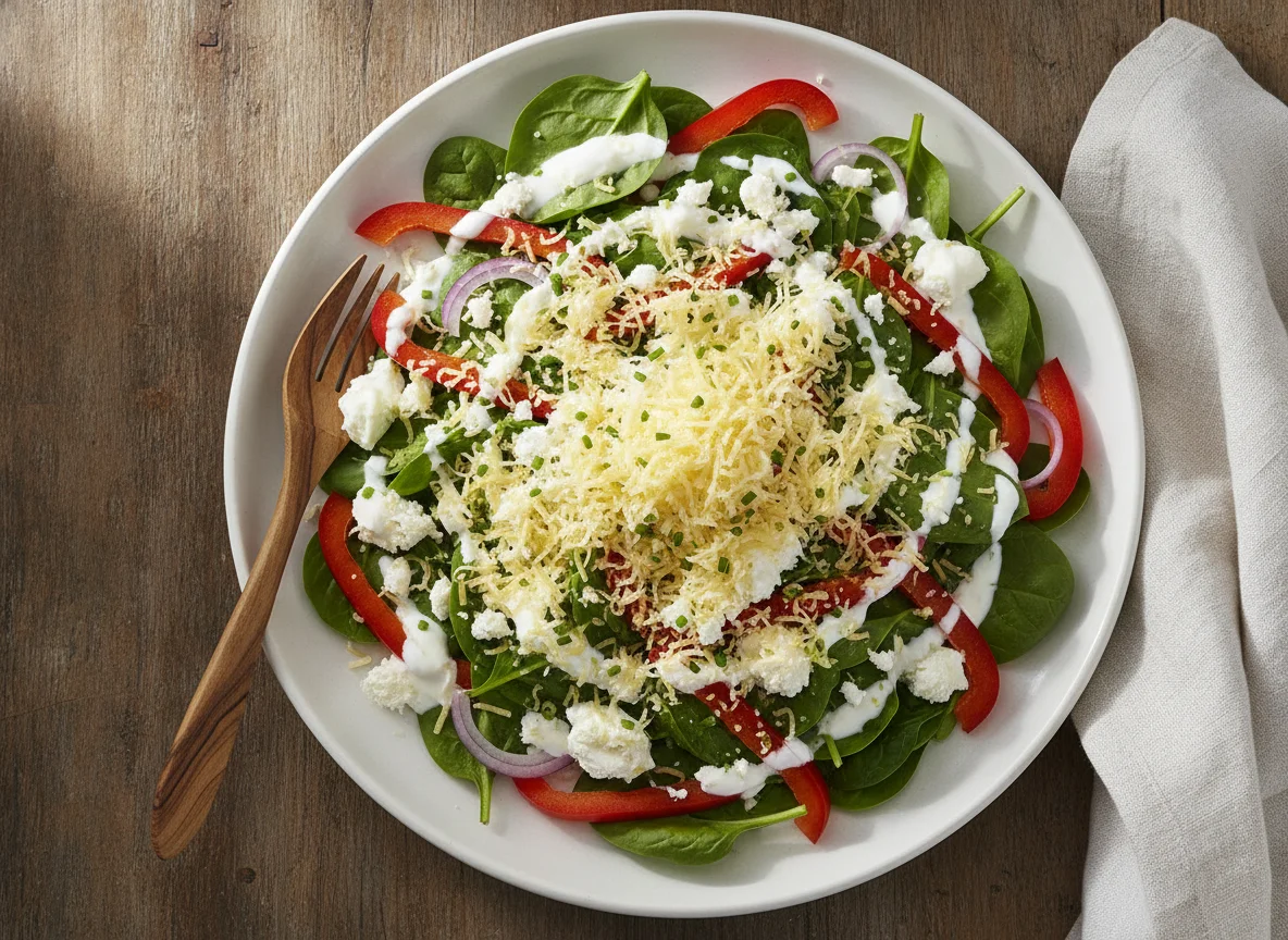 Gemischter Salat mit Käse und Paprika photo