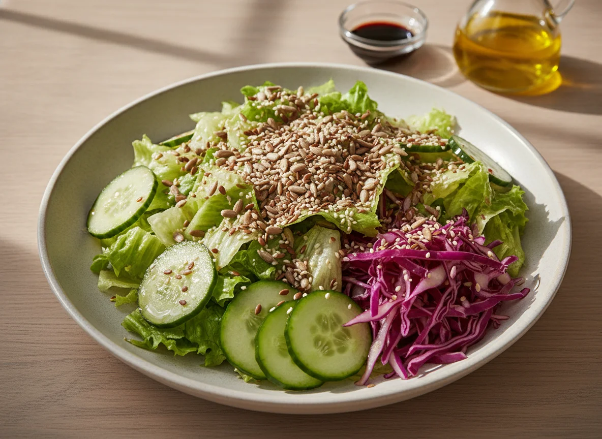 Gemischter Salat mit Kernen und Samen photo