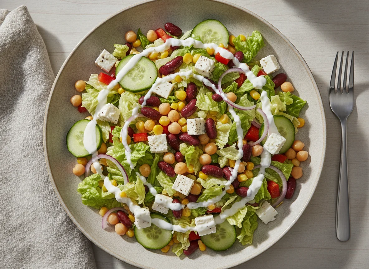 Gemischter Salat mit Kichererbsen und Kidneybohnen photo