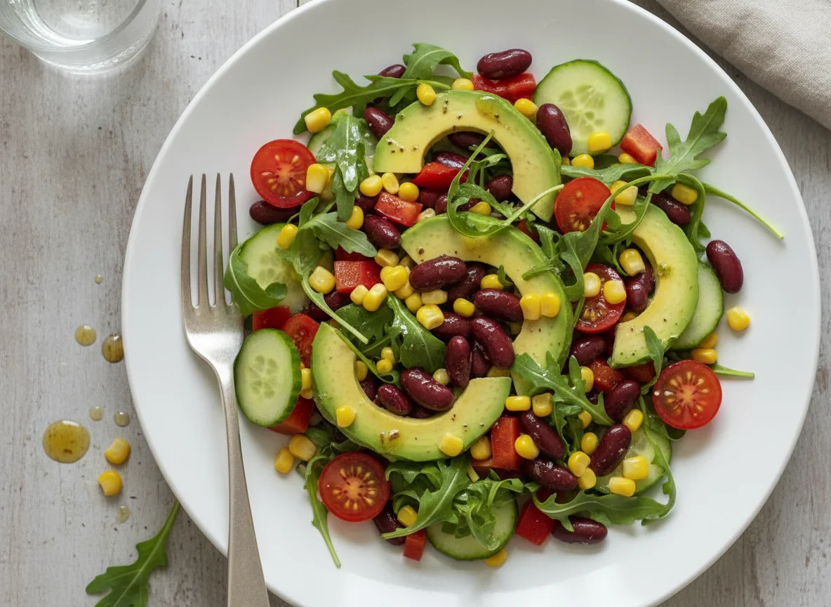 Gemischter Salat mit Kidneybohnen und Avocado photo