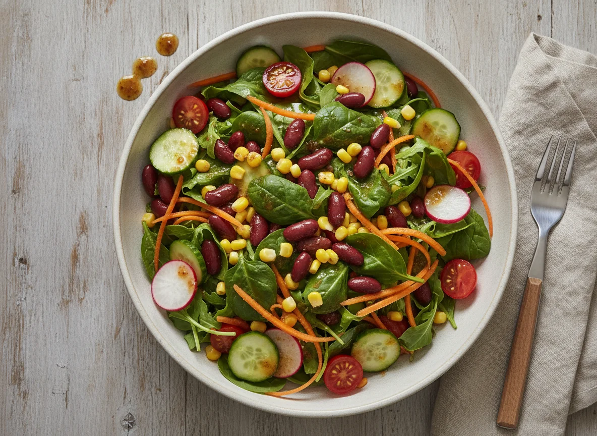 Gemischter Salat mit Kidneybohnen und Karotten photo