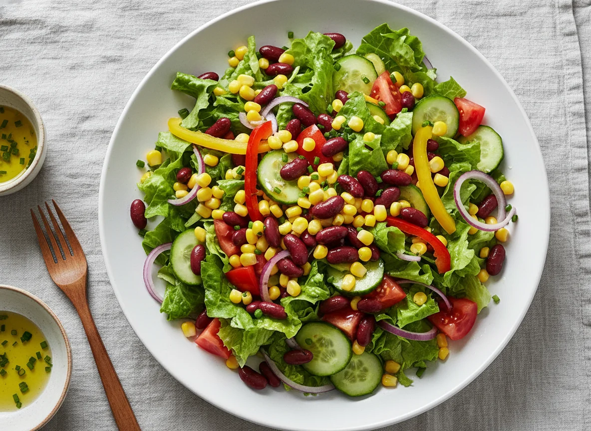 Gemischter Salat mit Kidneybohnen und Mais photo