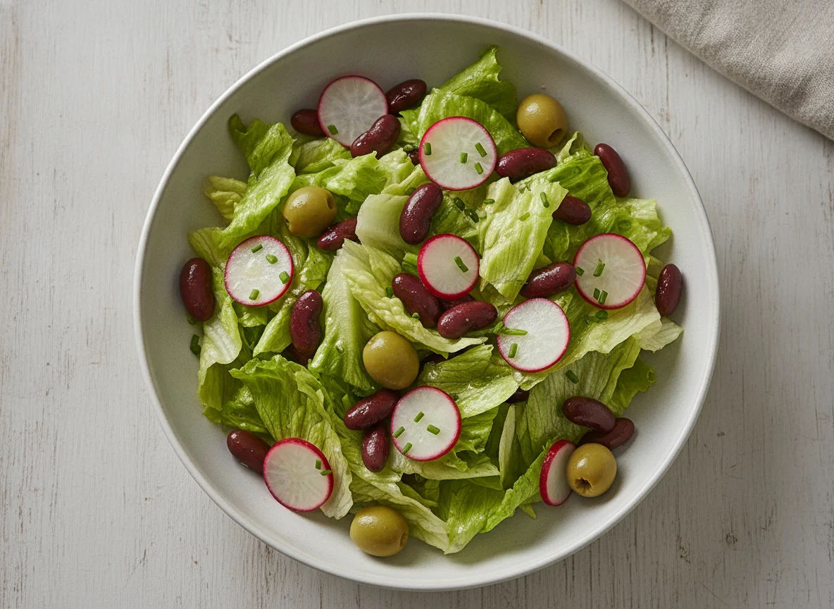 Gemischter Salat mit Kidneybohnen und Oliven photo