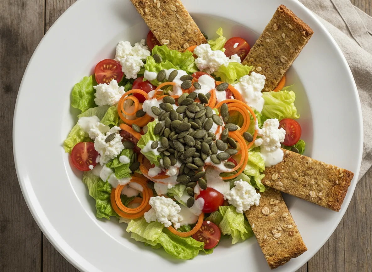 Gemischter Salat mit Knäckebrot photo