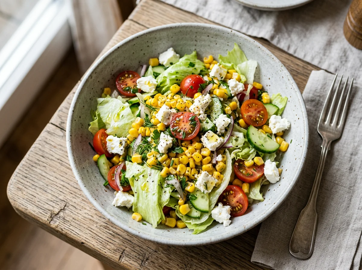 Gemischter Salat mit Mais und Feta photo
