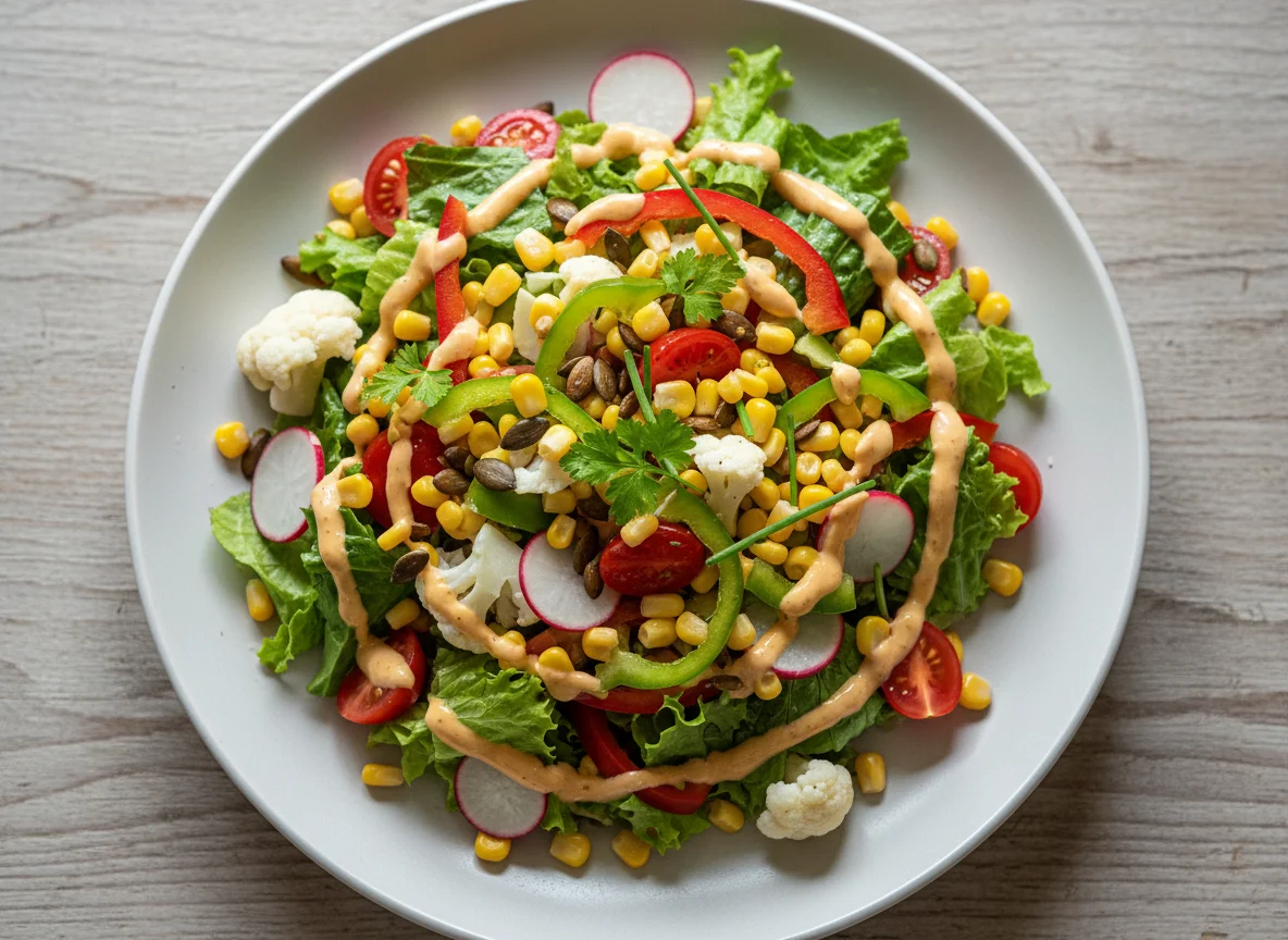 Gemischter Salat mit Mais und Gemüse photo