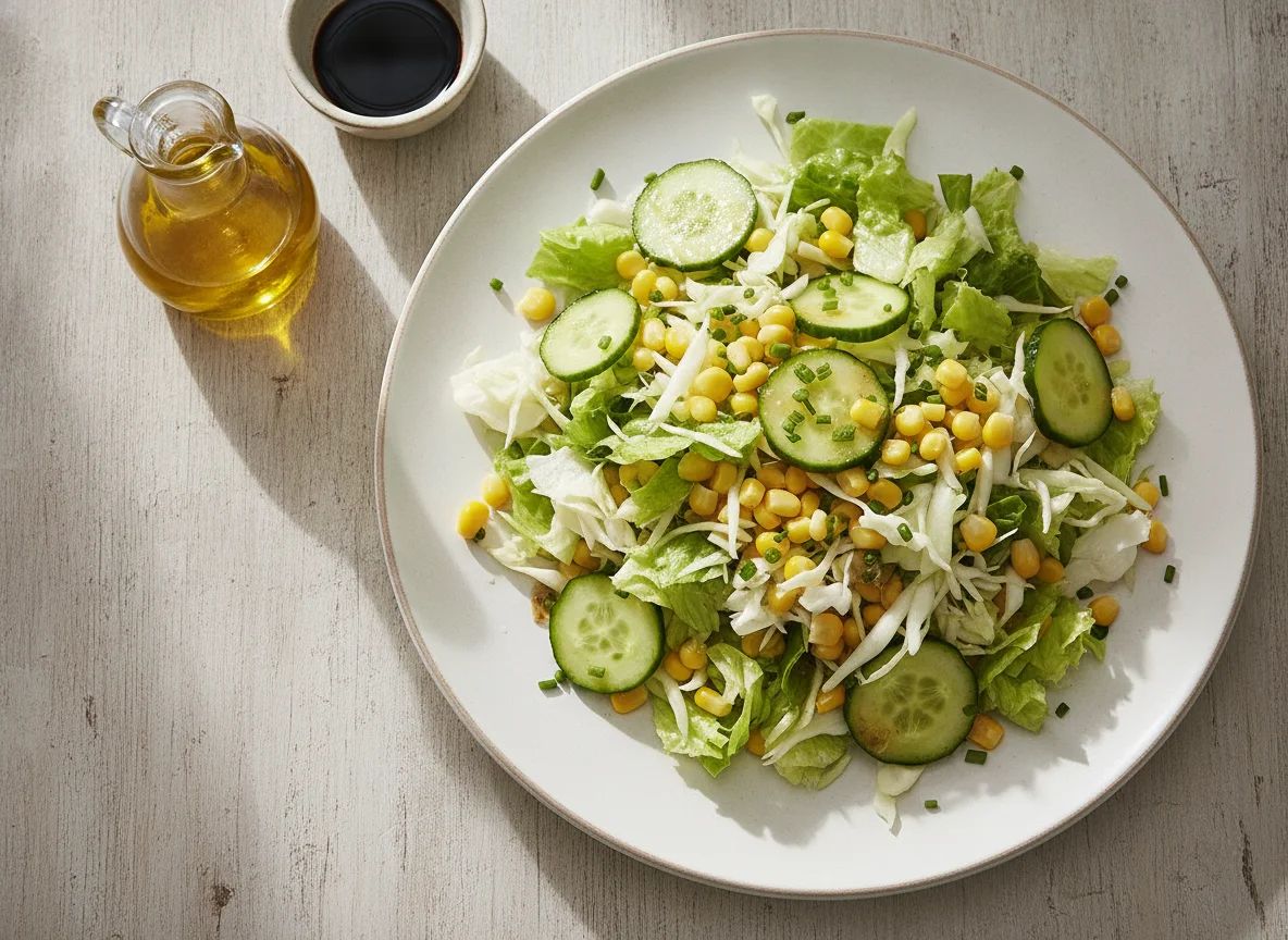 Gemischter Salat mit Mais und Gurke photo
