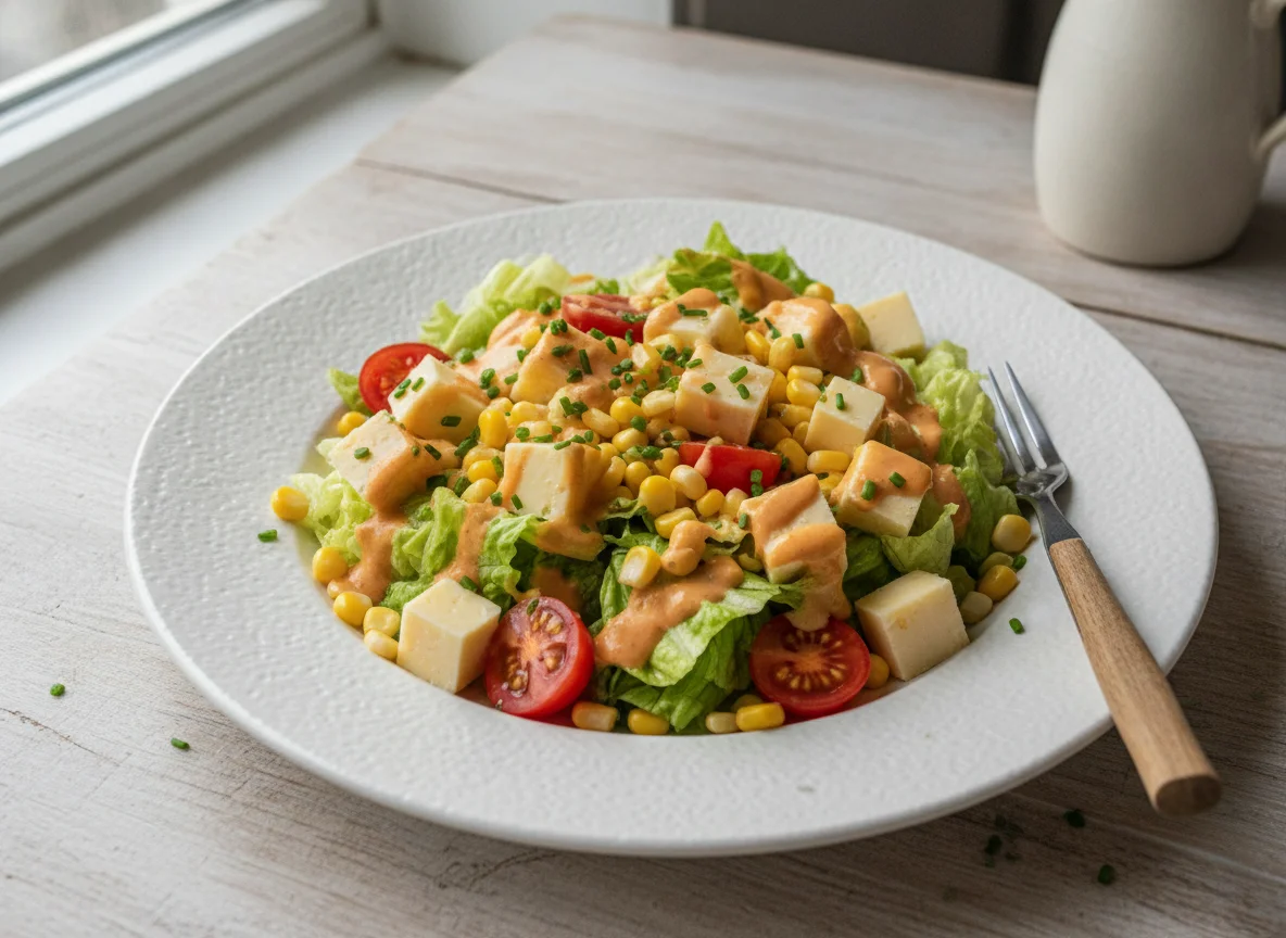 Gemischter Salat mit Mais und Käse photo