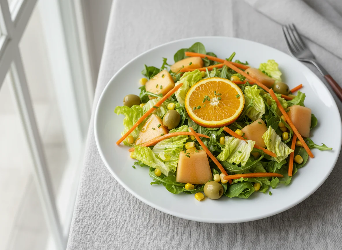 Gemischter Salat mit Melone photo