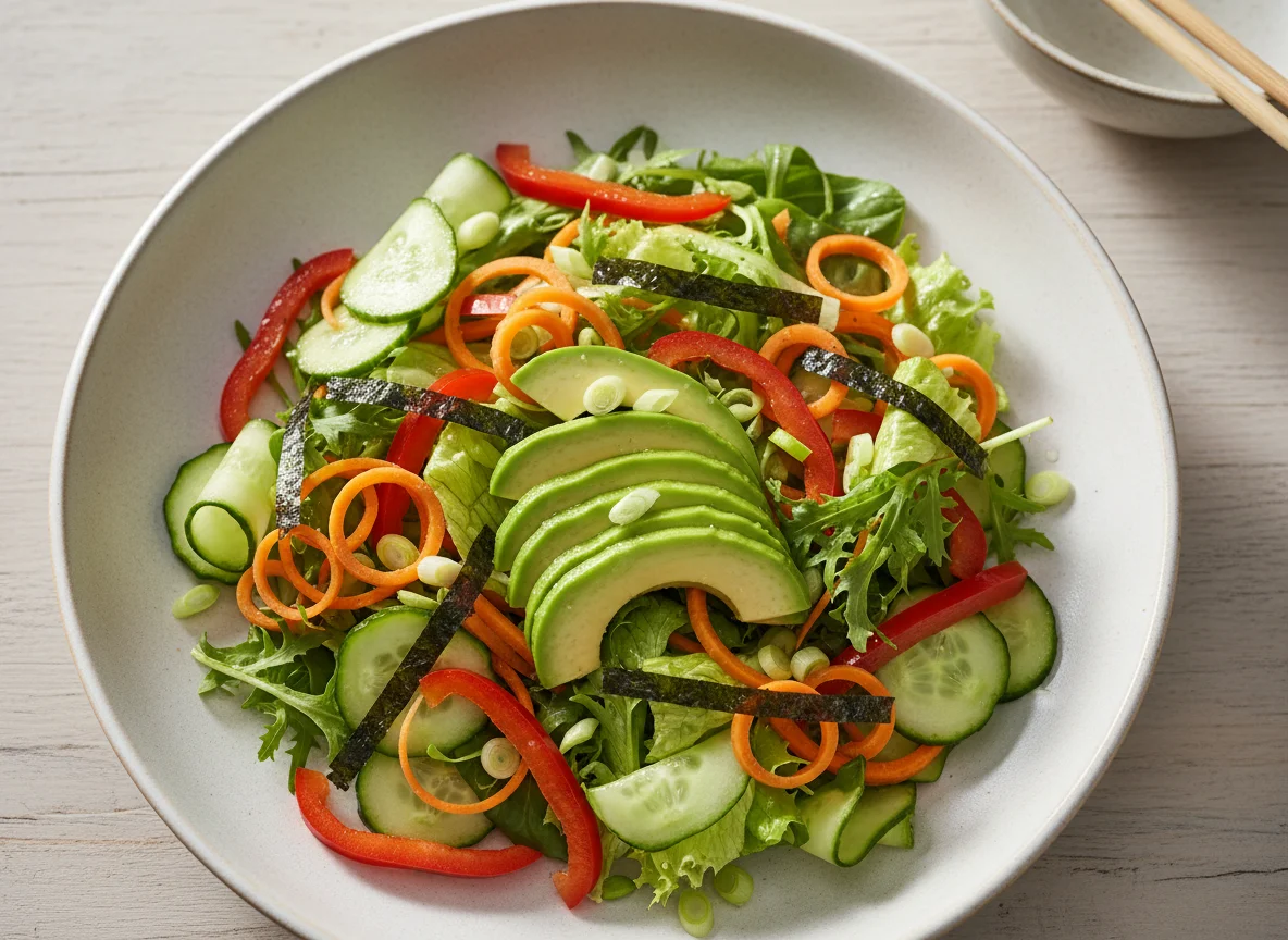 Gemischter Salat mit Nori-Blättern photo