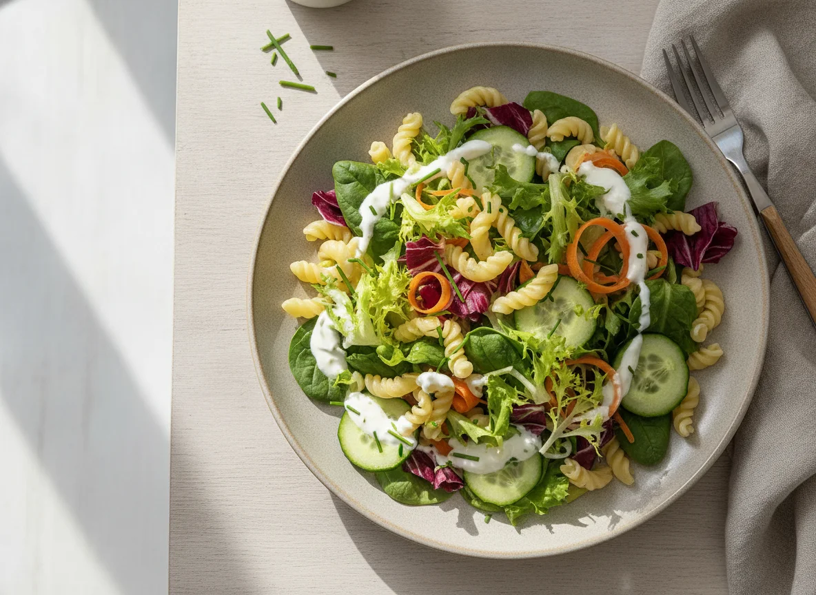 Gemischter Salat mit Nudeln photo