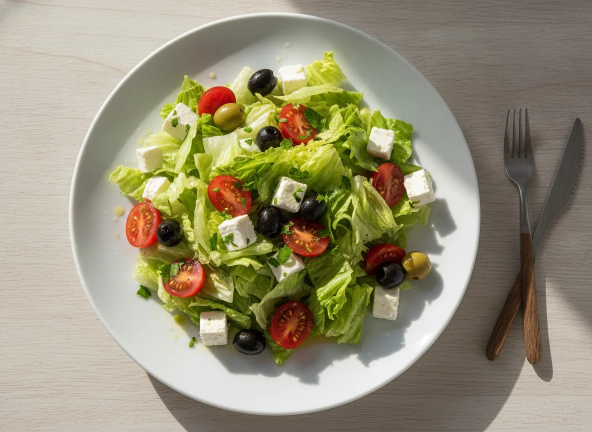 Gemischter Salat mit Oliven und Feta photo