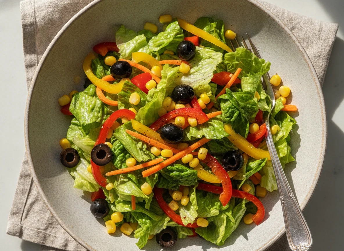 Gemischter Salat mit Oliven und Mais photo
