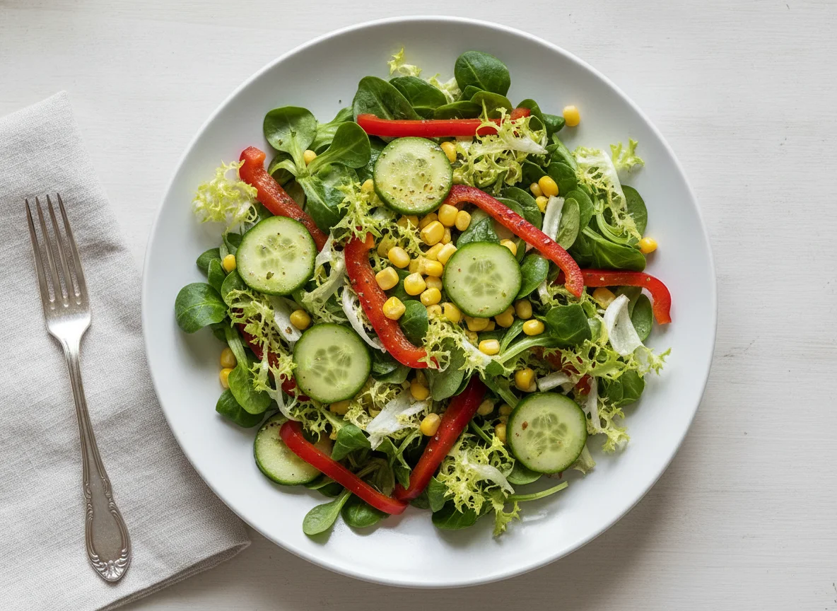 Gemischter Salat mit Paprika und Mais photo