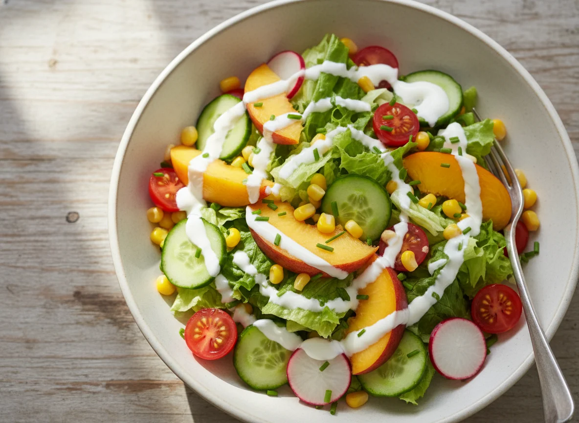 Gemischter Salat mit Pfirsich photo