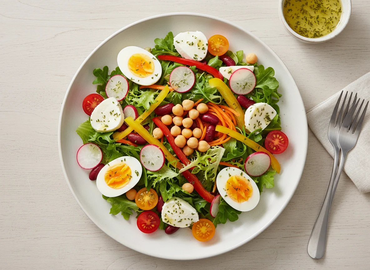 Gemischter Salat mit Proteinzutaten photo