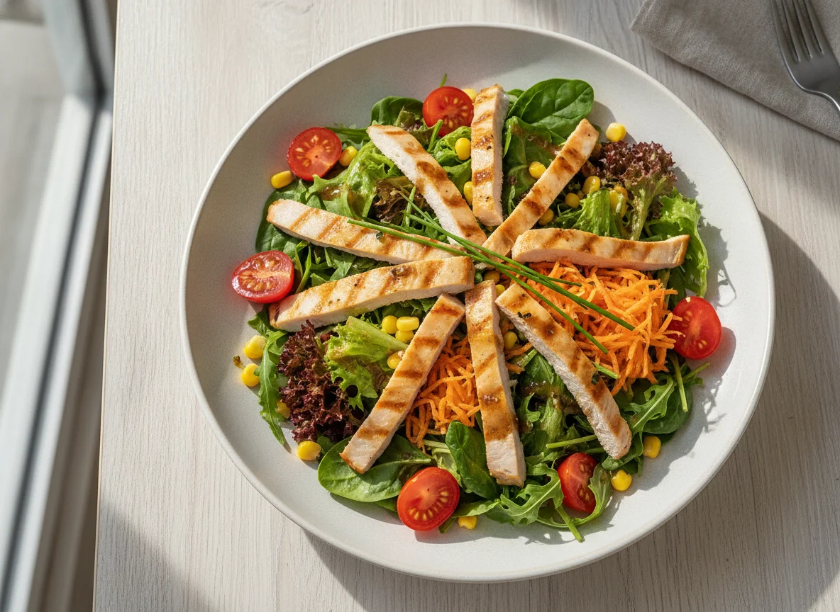 Gemischter Salat mit Putenstreifen photo