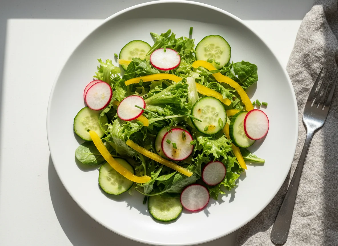 Gemischter Salat mit Radieschen und Gurke photo