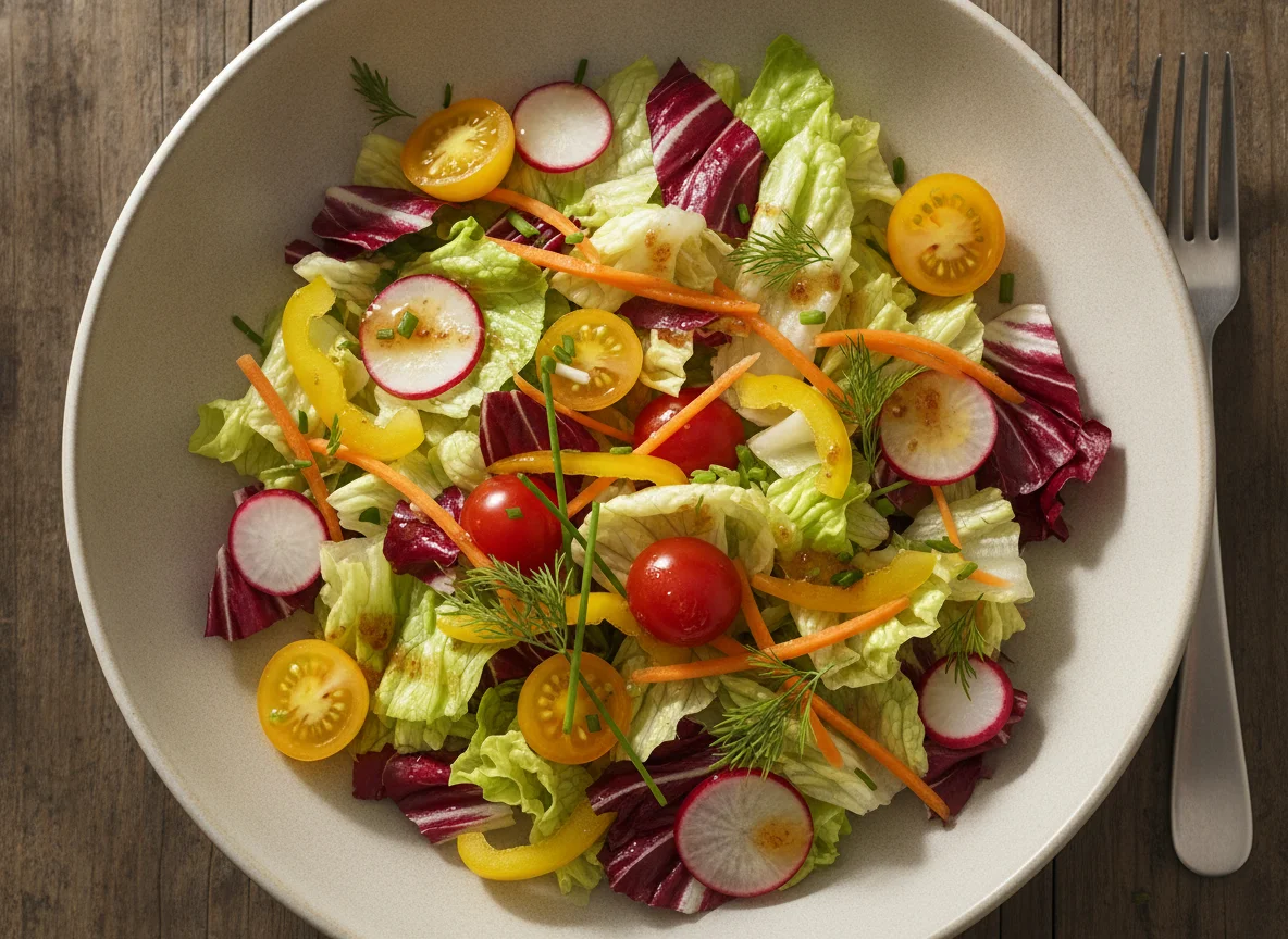 Gemischter Salat mit Radieschen und Paprika photo