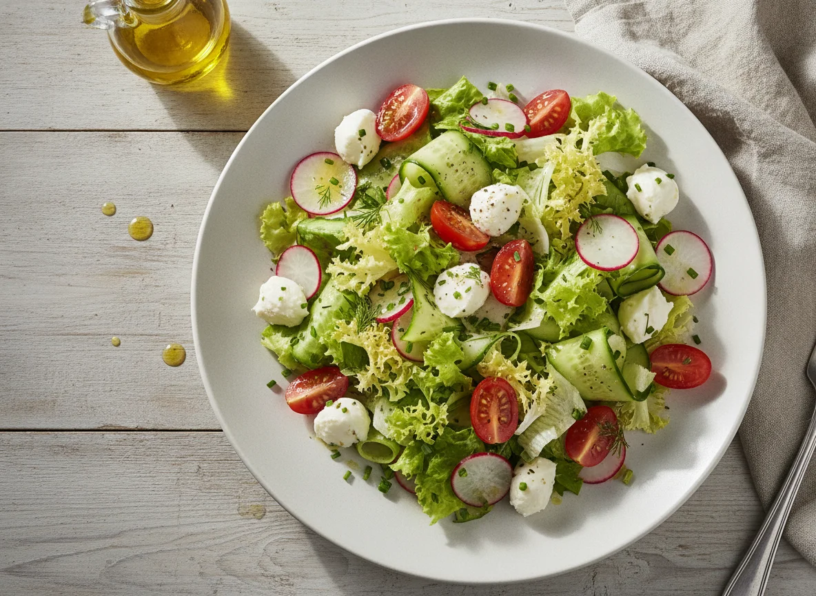 Gemischter Salat mit Radieschen und Tomaten photo