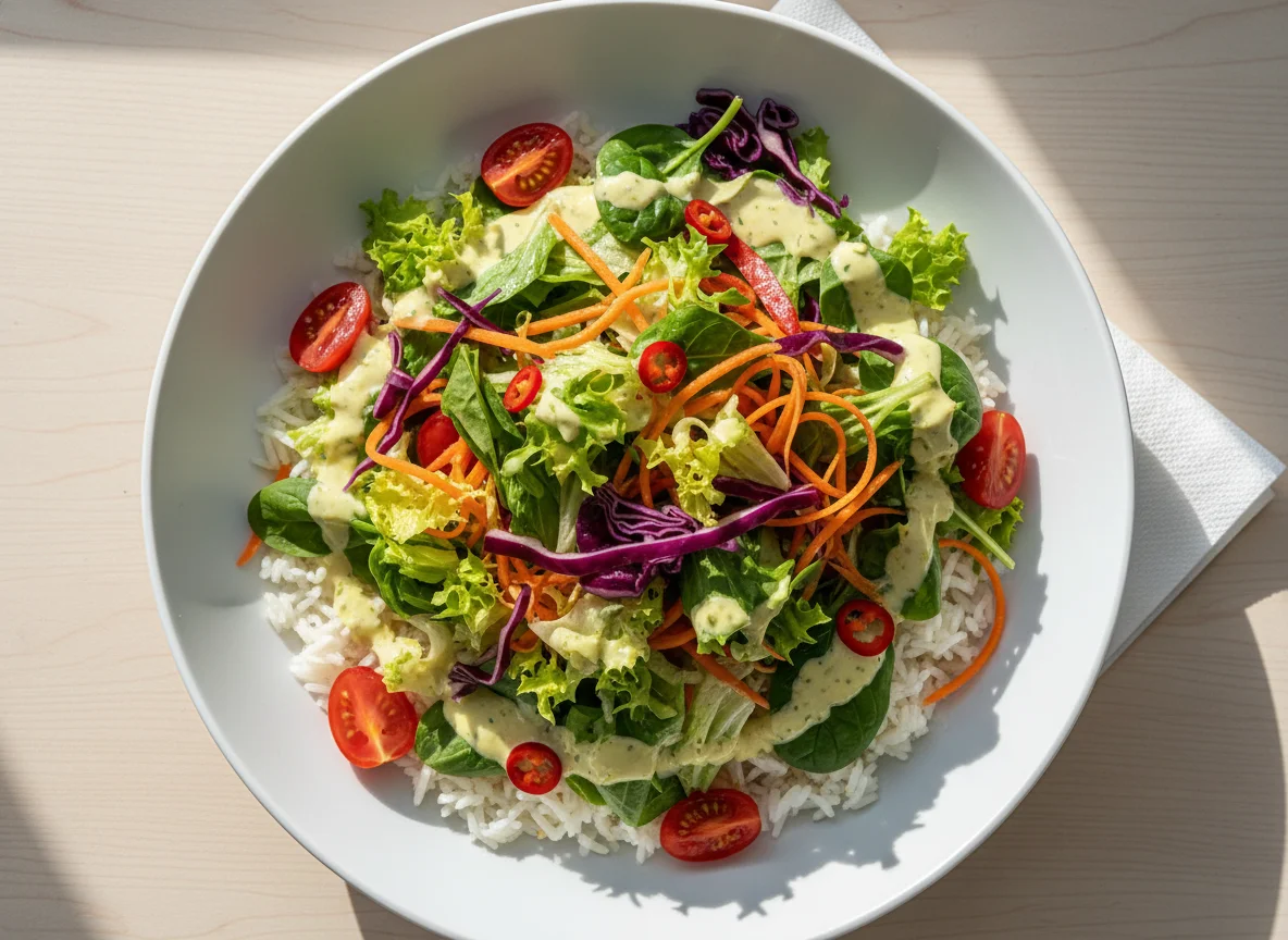 Gemischter Salat mit Reis photo
