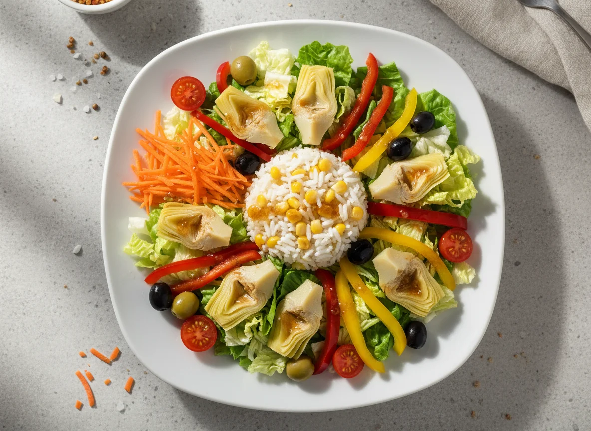 Gemischter Salat mit Reis und Artischocken photo