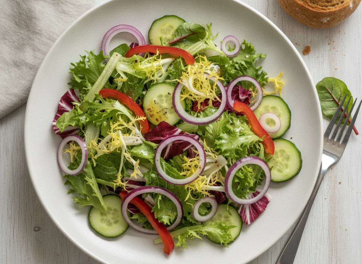 Gemischter Salat mit roten Zwiebeln photo
