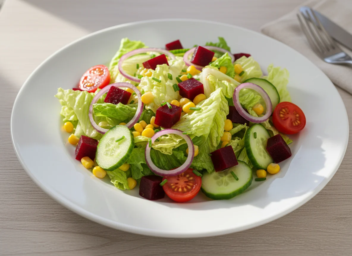 Gemischter Salat mit Roter Bete und Mais photo