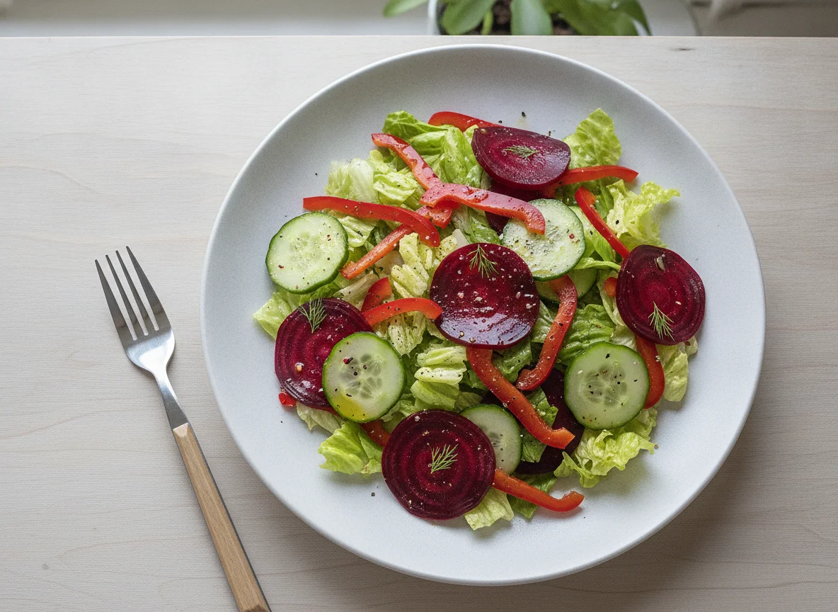 Gemischter Salat mit Roter Bete und Paprika photo