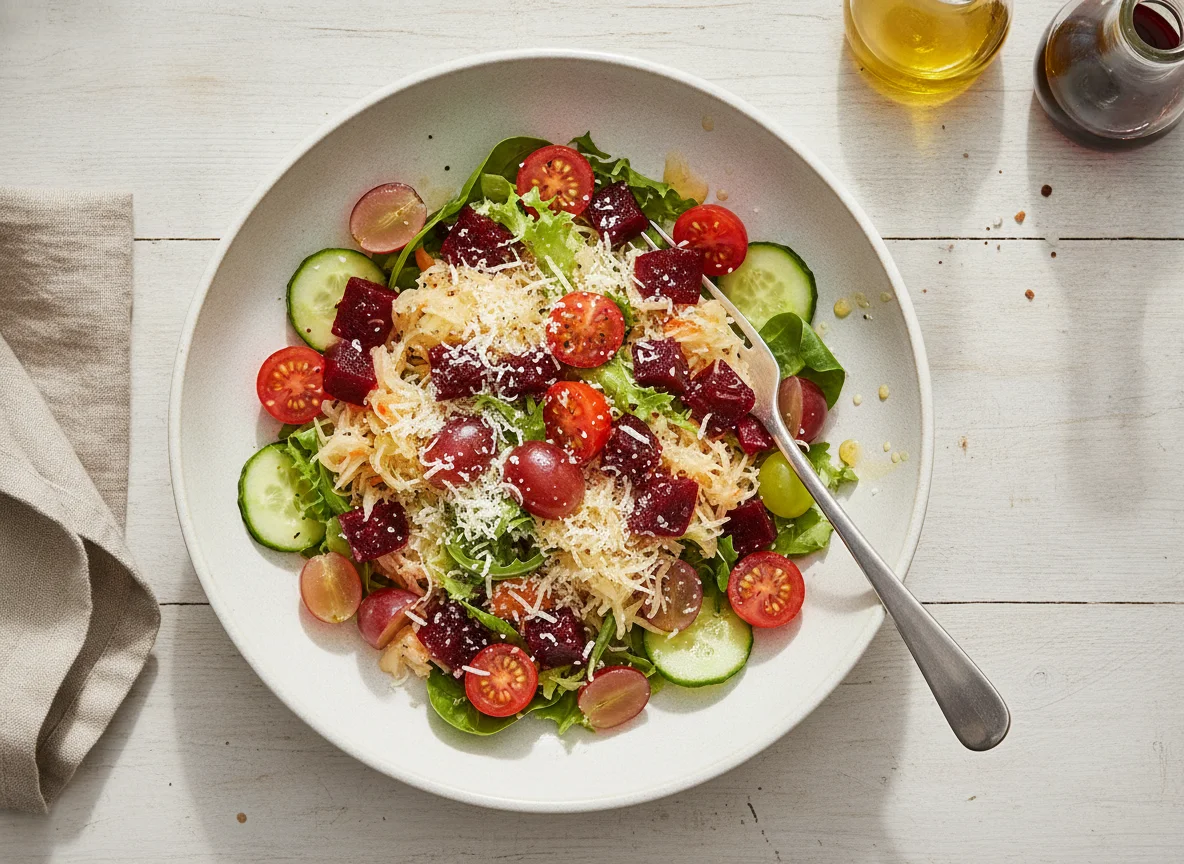 Gemischter Salat mit Roter Bete und Sauerkraut photo
