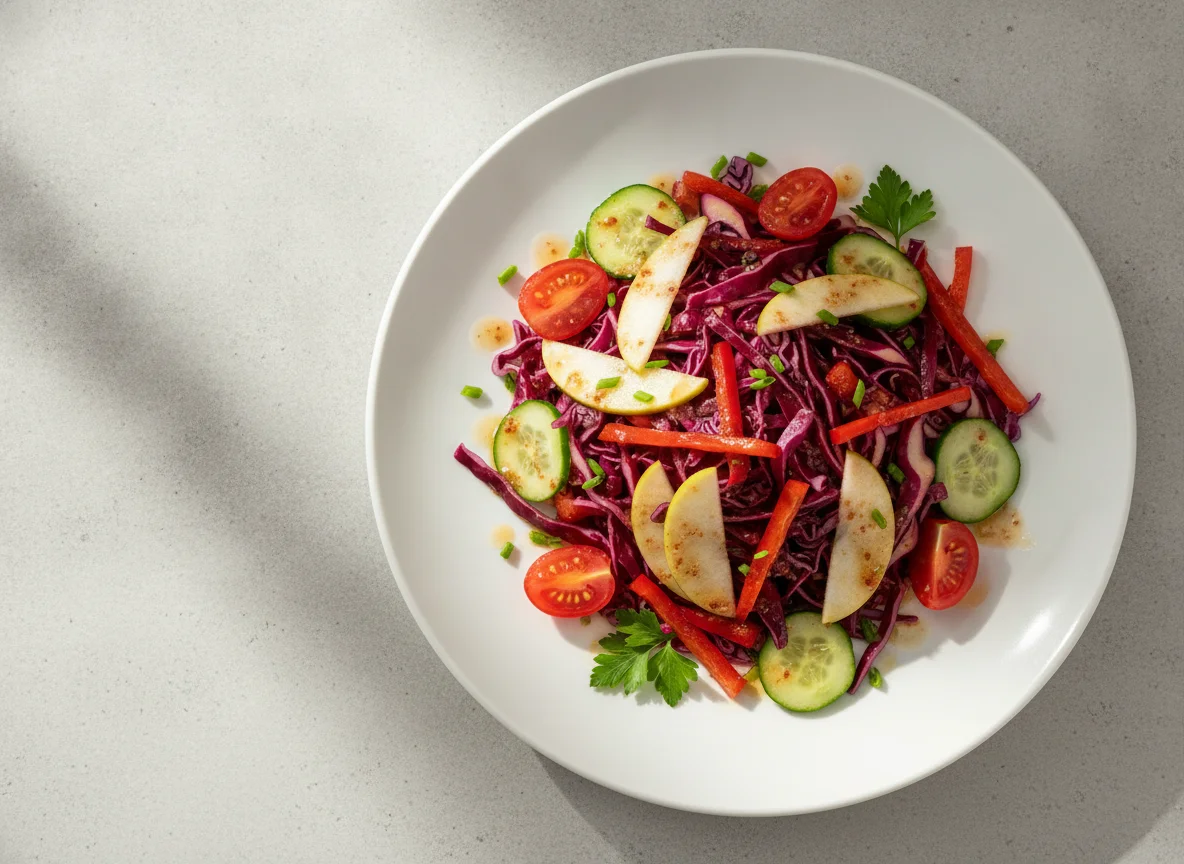 Gemischter Salat mit Rotkohl und Apfel photo