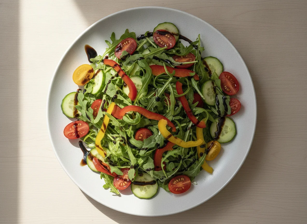 Gemischter Salat mit Rucola und Balsamico-Dressing photo