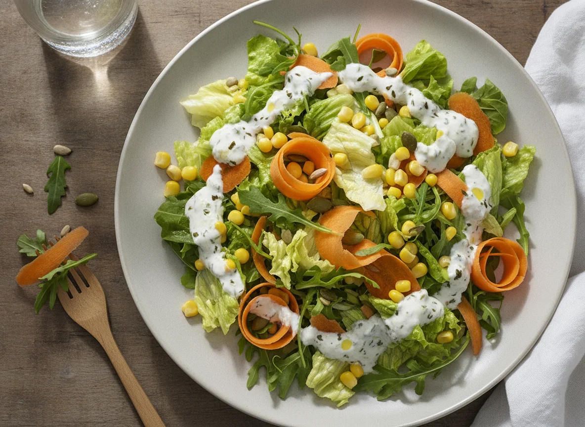 Gemischter Salat mit Rucola und Karotten photo