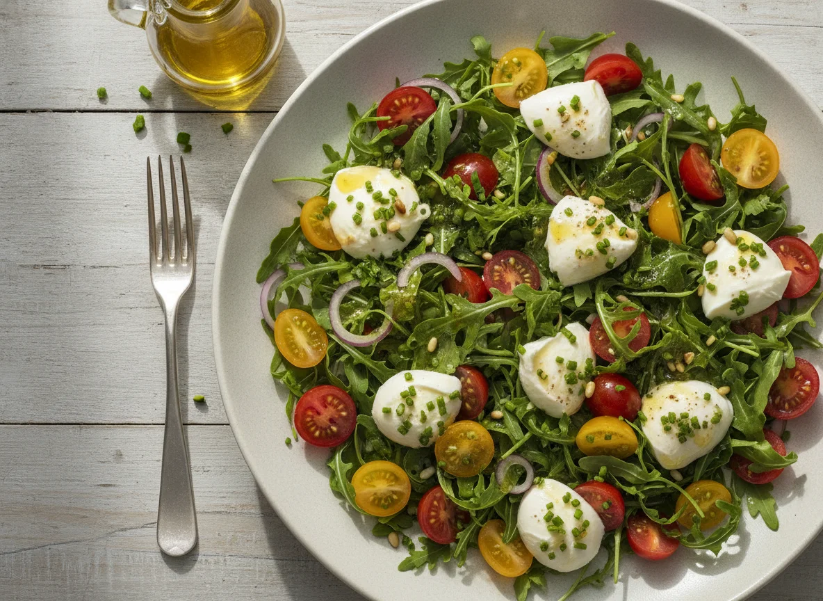 Gemischter Salat mit Rucola und Mozzarella photo