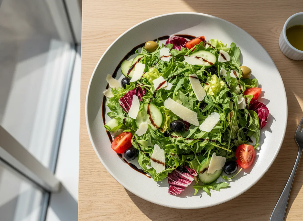 Gemischter Salat mit Rucola und Parmesan photo