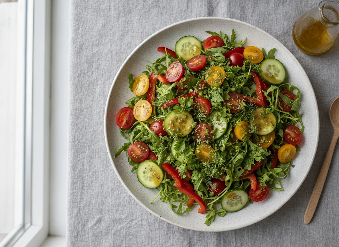 Gemischter Salat mit Rucola und Tomaten photo