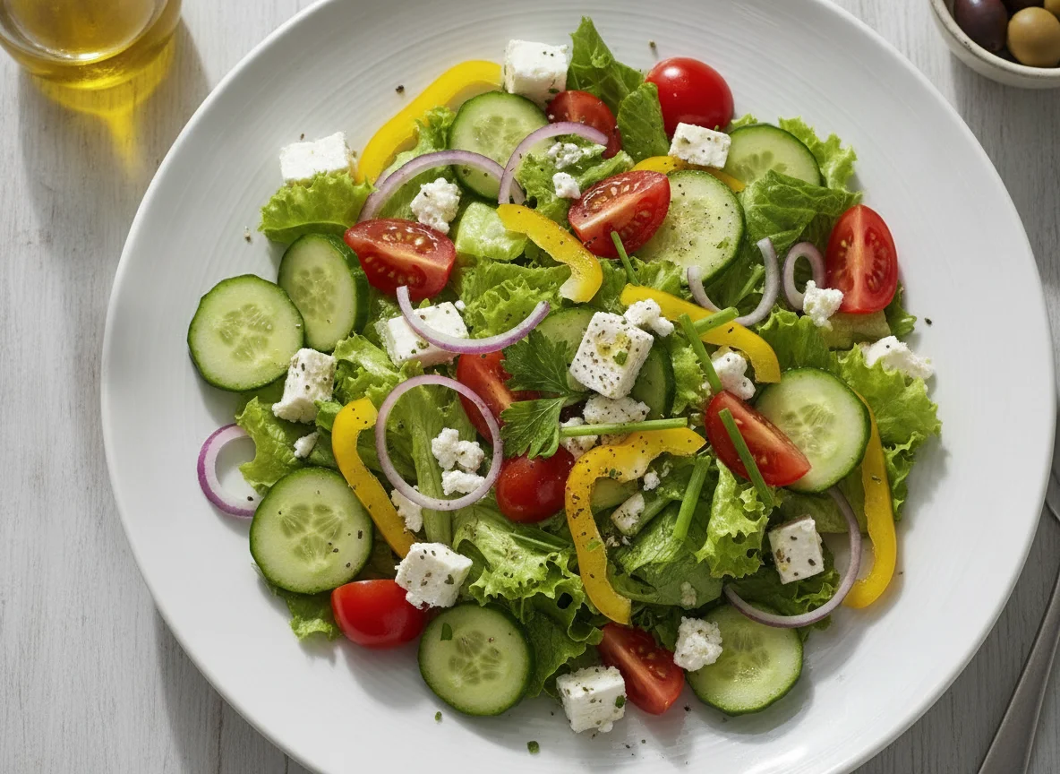 Gemischter Salat mit Schafskäse photo