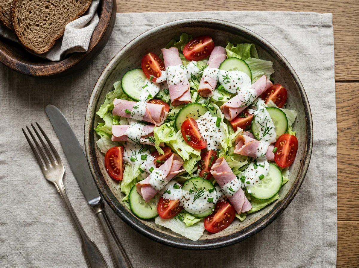 Gemischter Salat mit Schinken photo