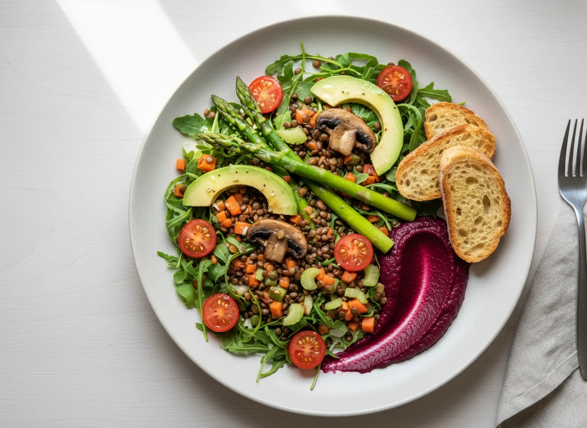 Gemischter Salat mit Spargel und Avocado photo