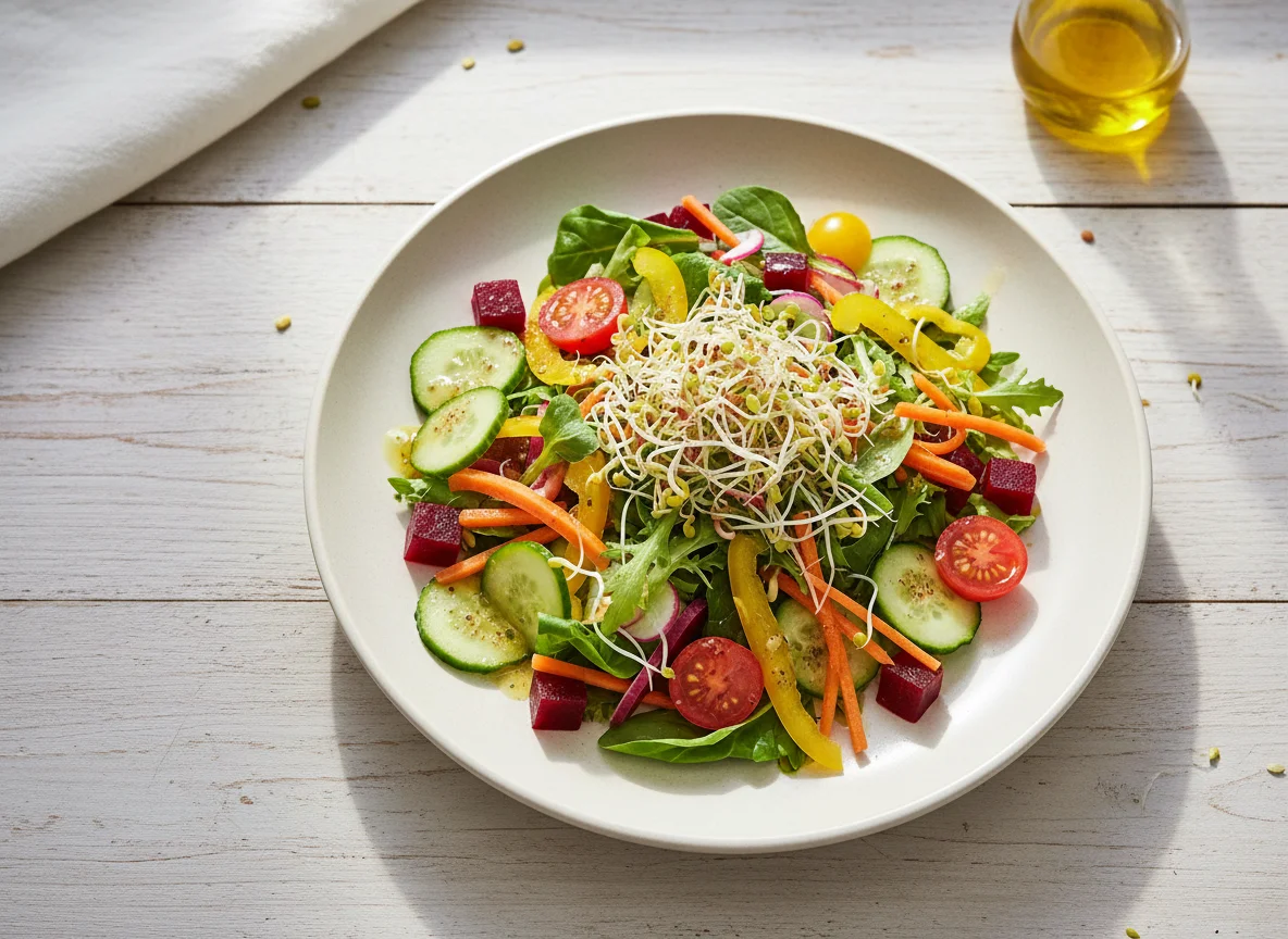 Gemischter Salat mit Sprossen und Gemüse photo