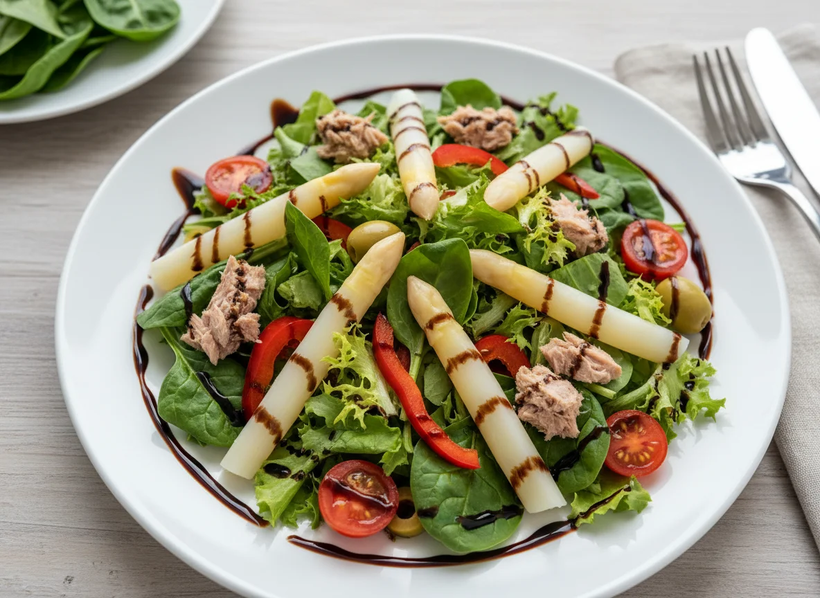 Gemischter Salat mit Thunfisch und Balsamico-Dressing photo