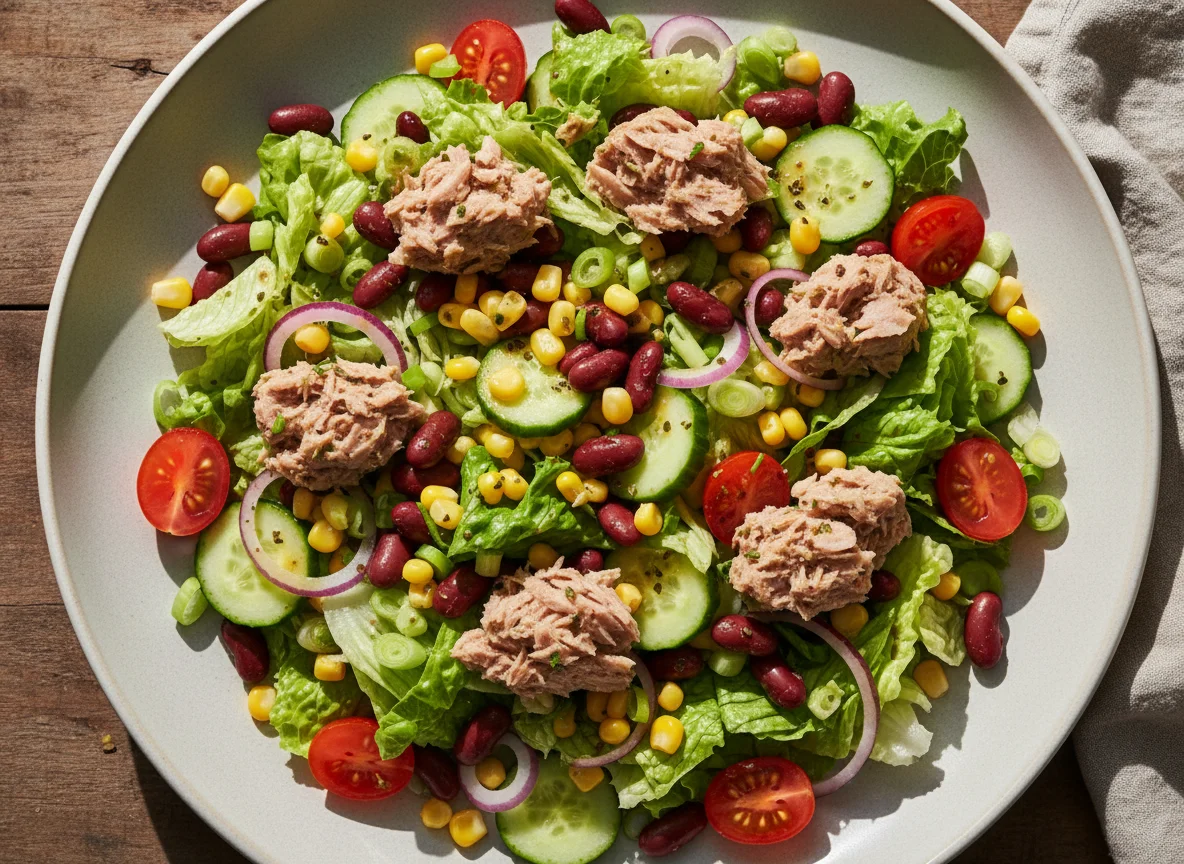 Gemischter Salat mit Thunfisch und Bohnen photo