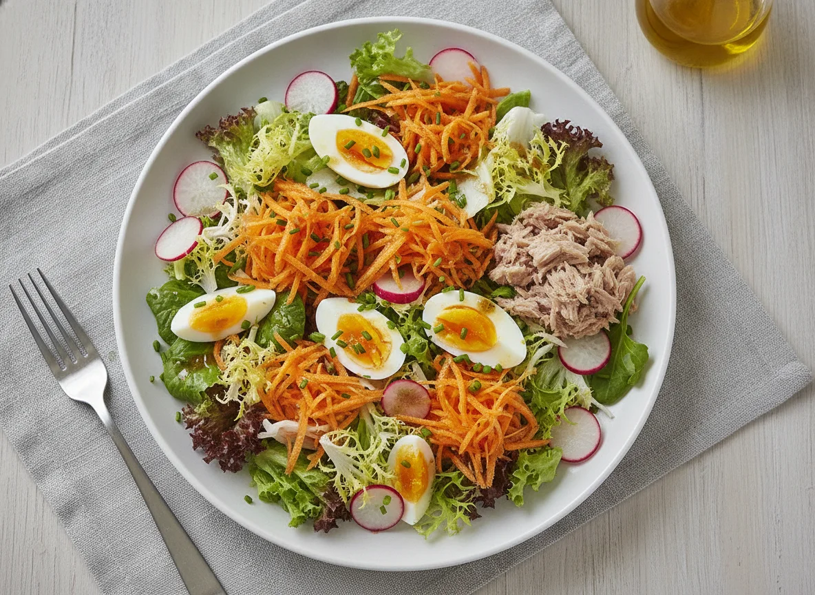 Gemischter Salat mit Thunfisch und Karotten photo