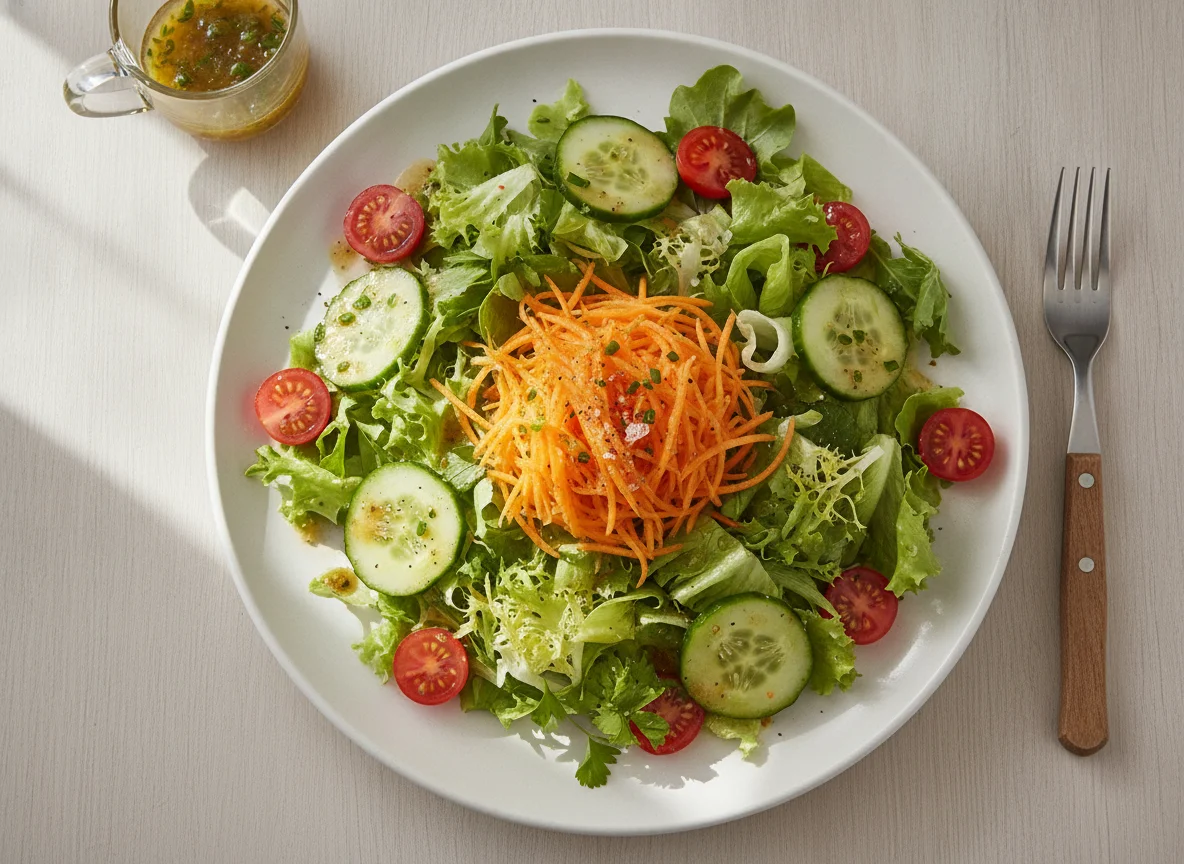 Gemischter Salat mit Tomaten, Gurken und Karotten photo