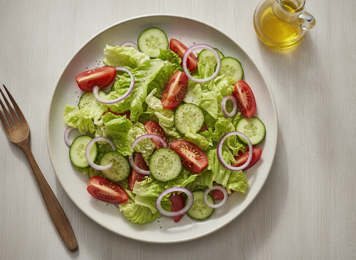 Gemischter Salat mit Tomaten, Gurken und Zwiebeln photo