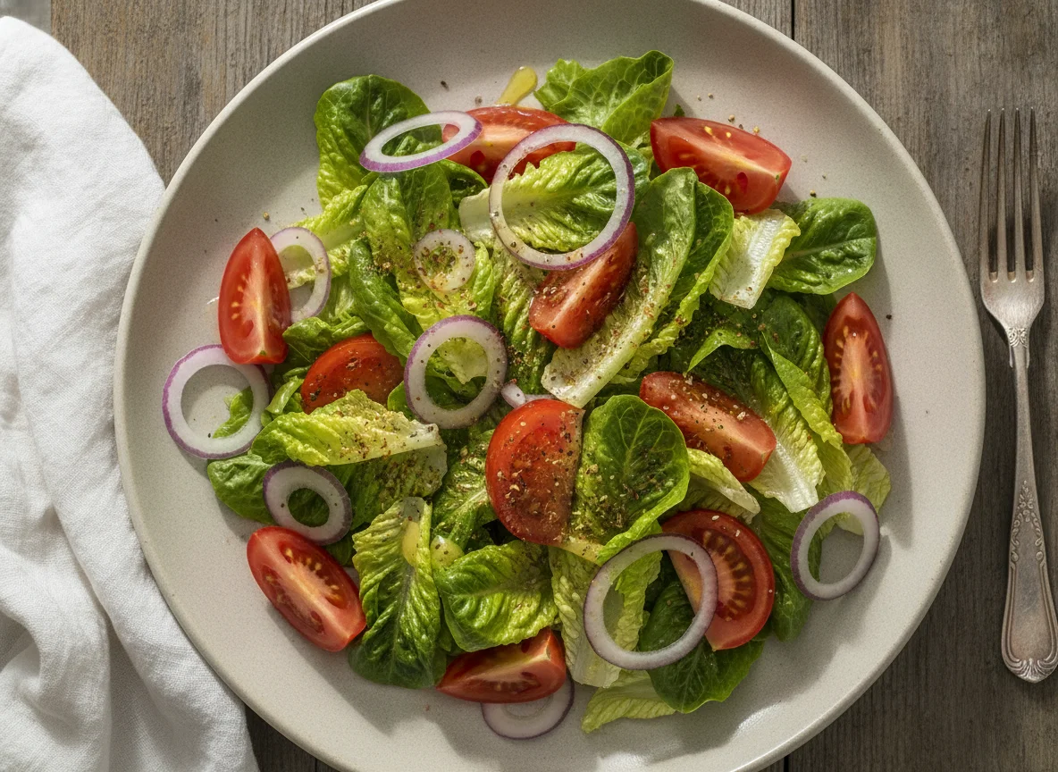 Gemischter Salat mit Tomaten und roten Zwiebeln photo