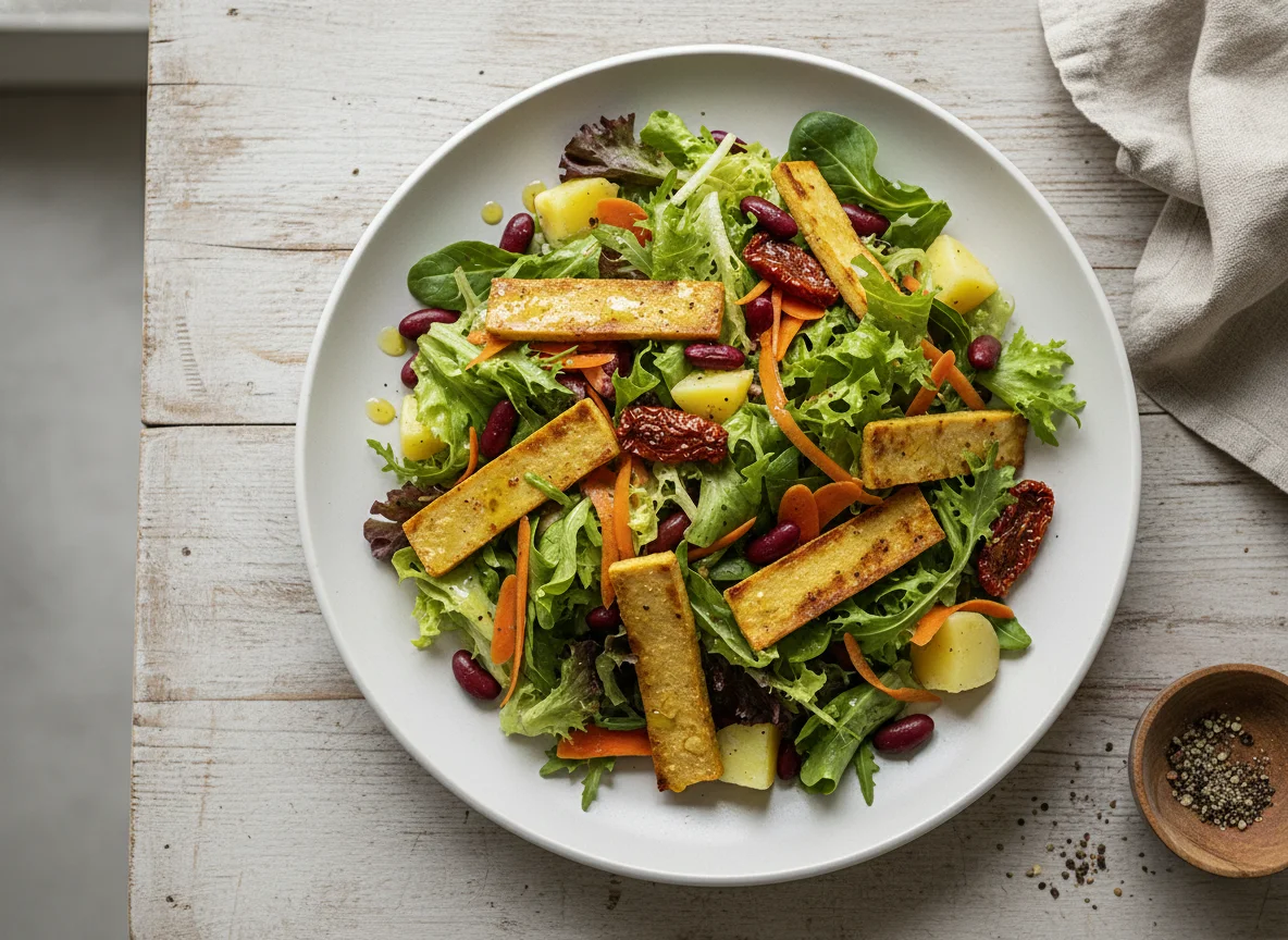 Gemischter Salat mit verschiedenen Toppings photo