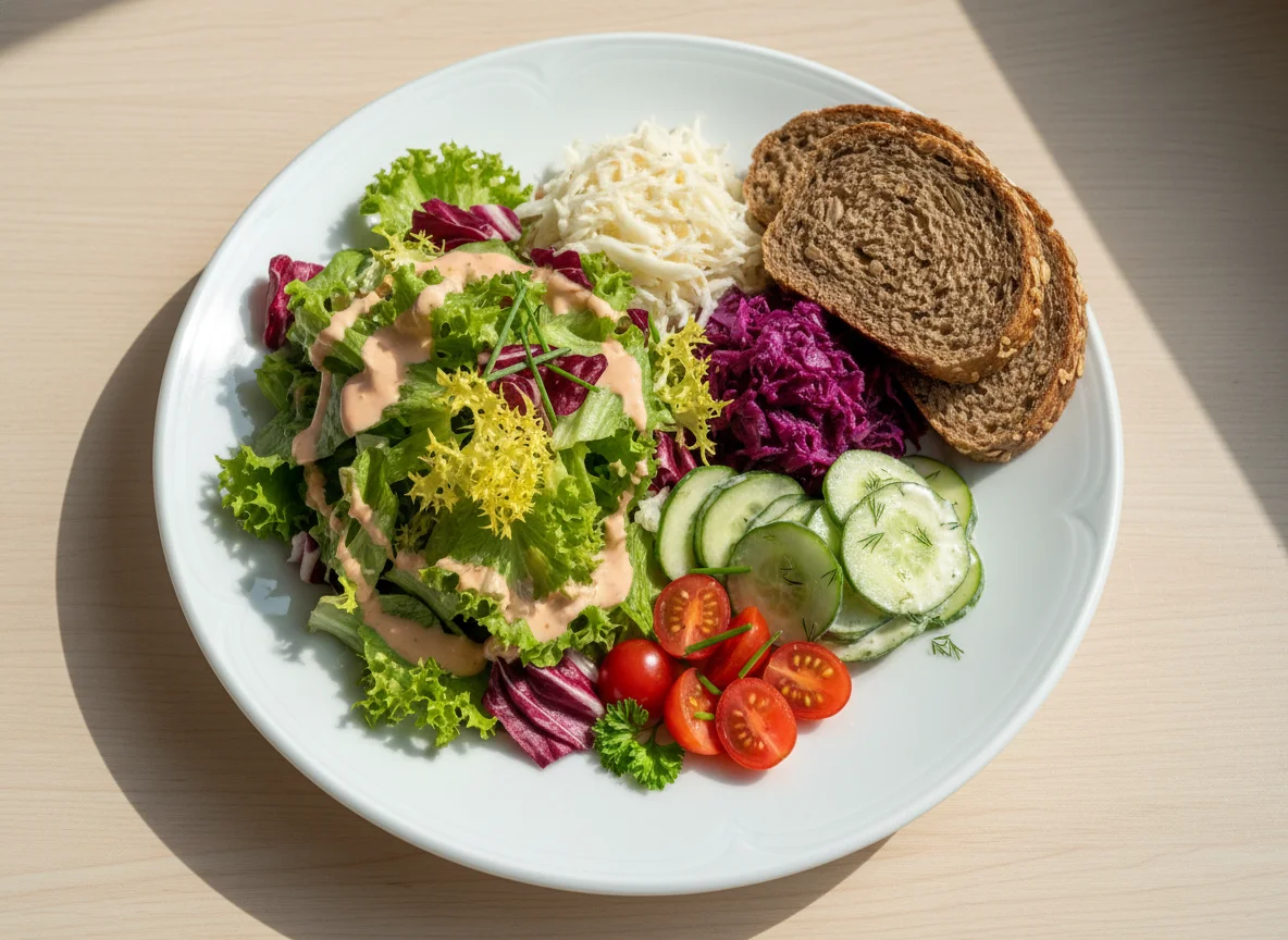 Gemischter Salat mit Vollkornbrot photo