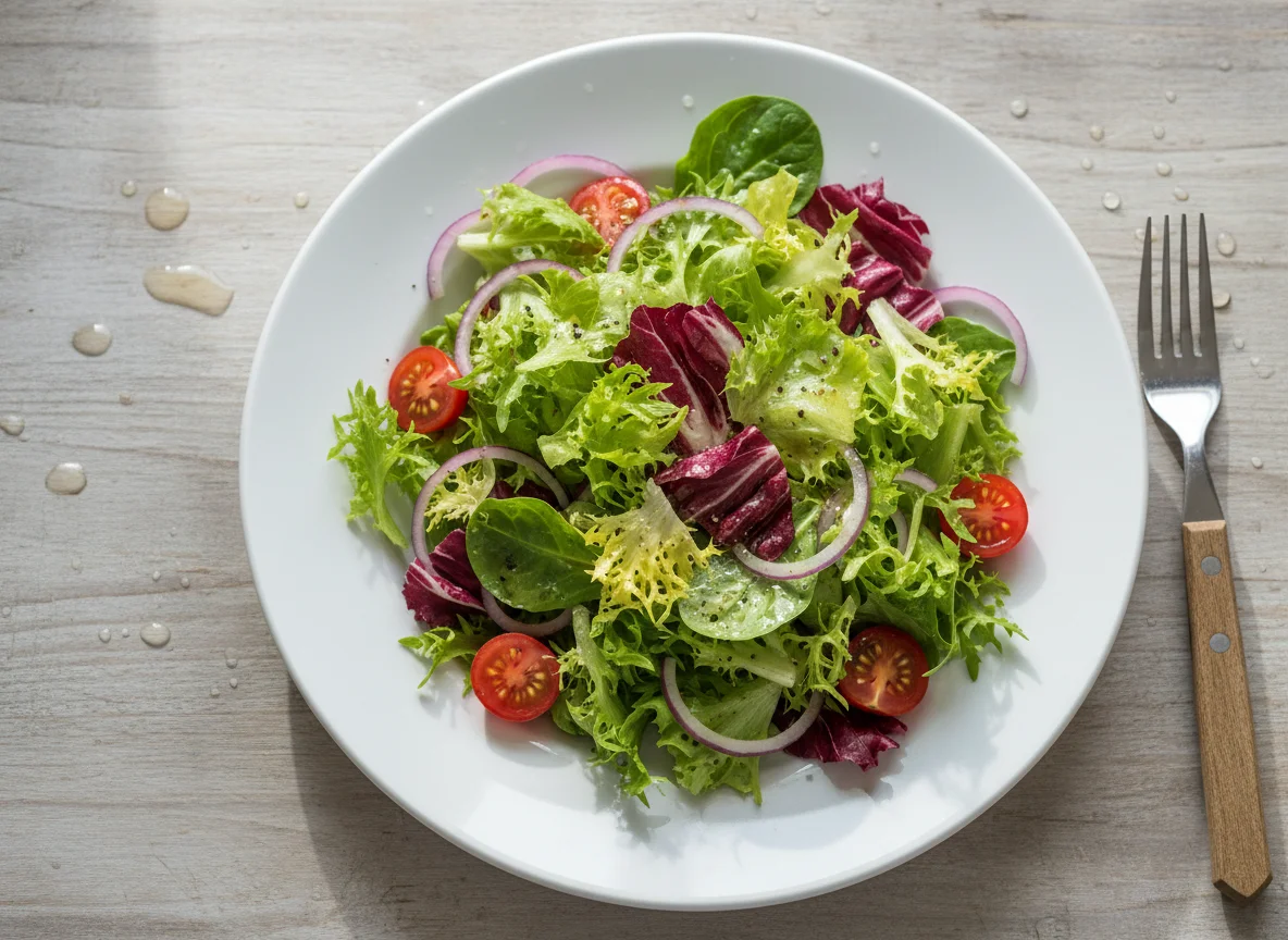 Gemischter Salat mit Zwiebeln und Kirschtomate photo