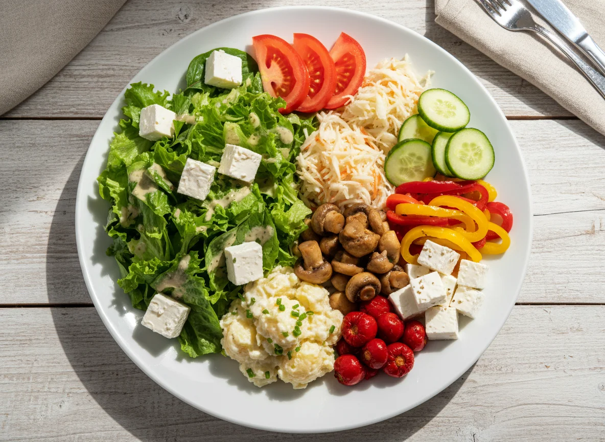 Gemischter Salatteller mit Beilagen photo